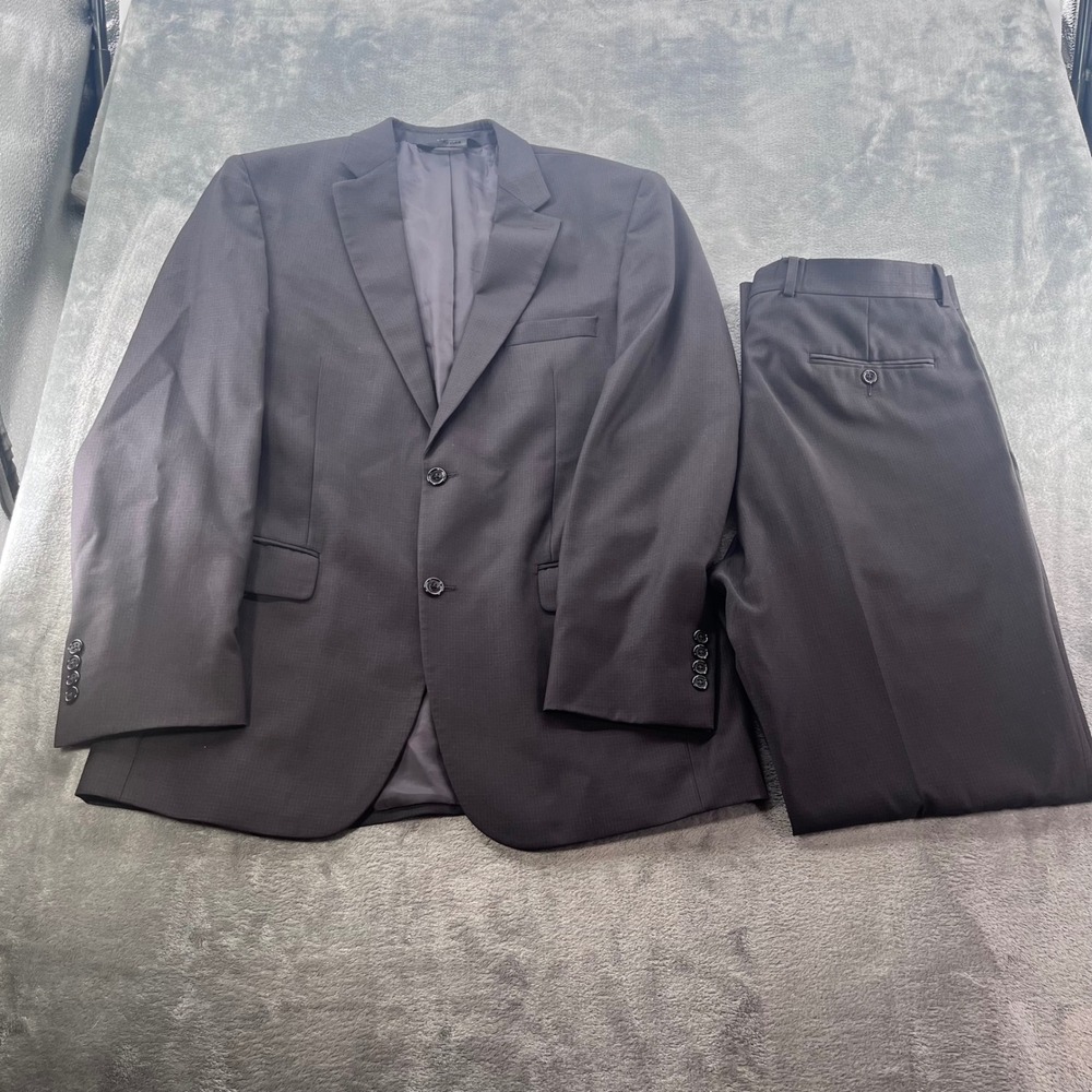 Jos. A. Bank Signature Collection Wool Suit 41L 35W Charcoal Grey Micro Check